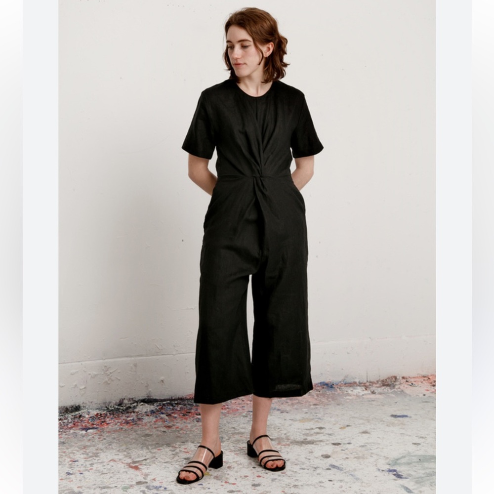 SHAINA MOTE VERANA Linen  JUMPSUIT in ONYX Sz 4